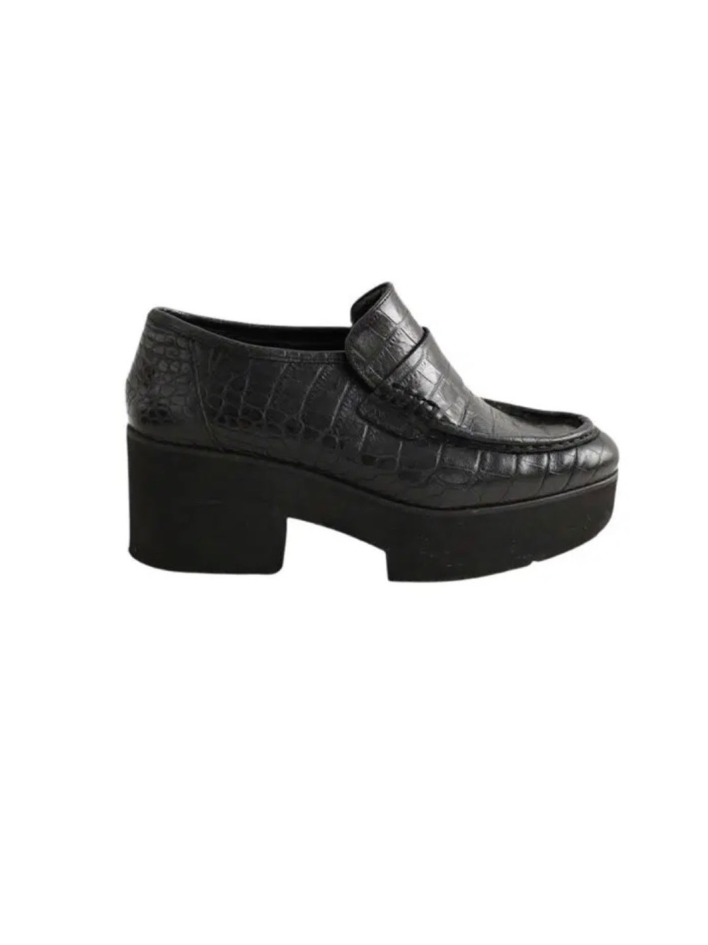MAJE: platform Black Croc Loafer
